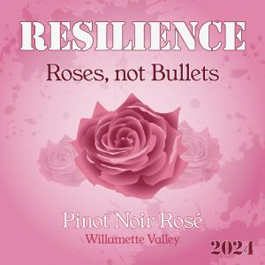 label for a Resilience Rose called "Roses Not Bullets"