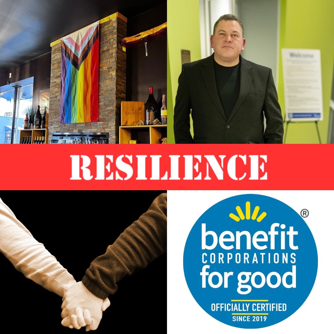 the word resilience and the logo for benefit corporations for good